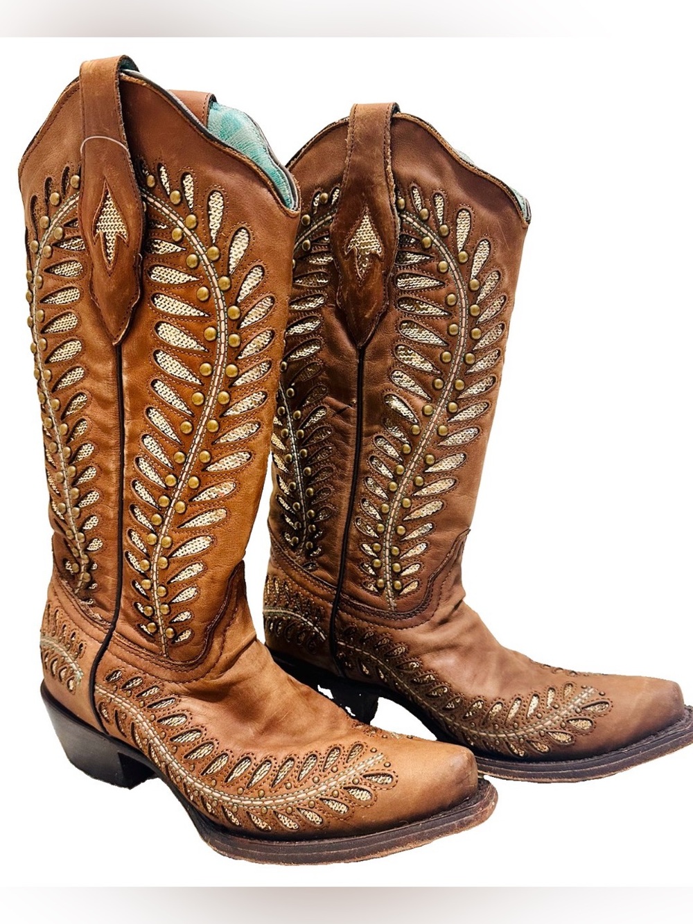 Corral Western Cowgirl Boots 6 Leather Glitter Inlay Snip Toe C3782 Rodeo Cowboy